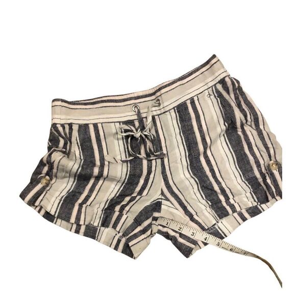 Calvin Klein striped linen blend elastic waist side pockets shorts size 2 - Picture 8 of 10